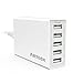 Arteck 40W 5-Port 8A High Speed Multiple USB Charger with Smart Technology for iPhone 11, 11 Pro, 11 Pro Max, Xs Max, Xs, Xr, X, 8, 8 Plus, 7s, 7, 6, iPad, Samsung and Other Smartphone, Tablet