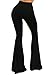 Vivicastle Women's USA Boho Solid Hippie Wide Leg Flared Bell Bottom Pants (Black, Large, l)