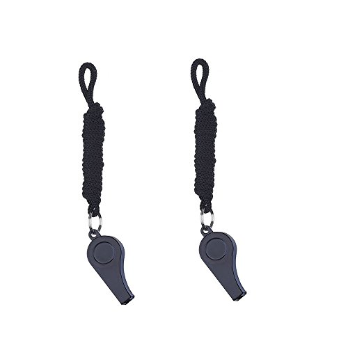 Giveet 2 Pieces Black Whistle with Lanyards, Durable Plastic Whistle for Indoor Outside Party Sports - Thumbnail 5