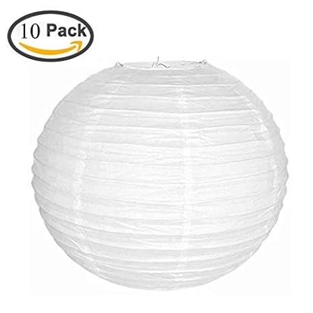 Paper Lantern Paper Lamp Shade for Decoration Hotels Home Diwali Kandil Light 10 Pcs - 10 Inch - White