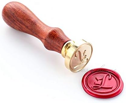 VOOSEYHOME Initial Letter Alphabet L with Heart Wax Seal Stamp with Rosewood Handle, Decorating on Gift Packing Invitation Envelope Letter Card Book for Birthday Themed Parties Weddings Signatures