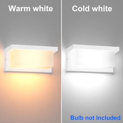 Klighten 2 x E27 Outdoor Wall Light by Bianca, Outdoor Wall Light IP65, 60W Suitable for Indoor Outdoor, Patio, (No Bulb)