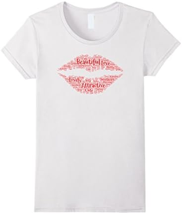 Womens Sexy Lips Lipstick Kiss T-Shirt Small White