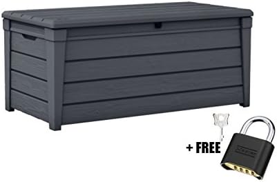 Deck Box Outdoor Plastic 120-Gallon Grey Storage With Free Combination Keypad
