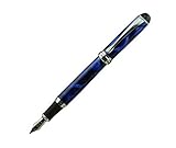 Lanxivi 750 Blue Color Fountain Pen Silver Trim Medium Nib with Pen Pouch