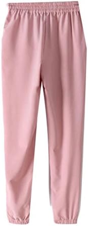 maweisong Womens Cozy Elastic Waist Chiffon Cropped Harem Pants Pink L