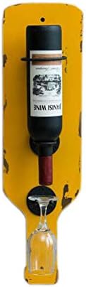 TIDLT Wall Mounted Single Bottle Wine Rack,Glass Holder Home Kitchen Décor Storage Rack (Color : Bright yellow, Size : 60 * 17cm)