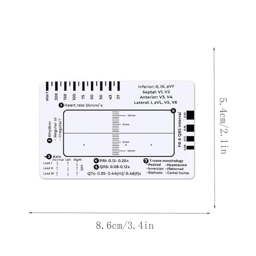 Règle ECG 7 étapes, Règle ECG Transparente/Carte ECG g SimplifiéE En Suivant Un Plan En 7 étapes, Outil D'évaluation Ecg Portable, IdéAl Pour Les éTudiants, Les Ambulanciers, Les InfirmièRes (B)