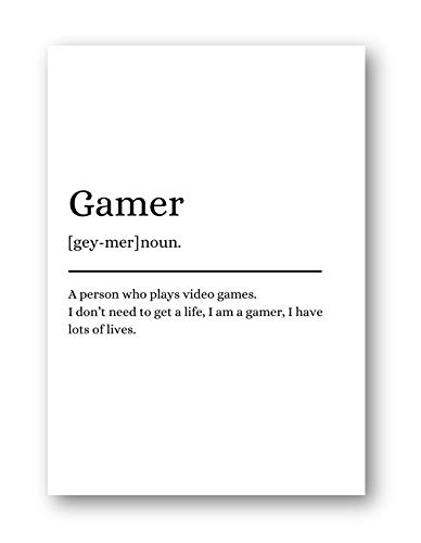 Second Ave A4 Gamer Definition Quote Word Wall Art Print Birthday Gift Home Decor