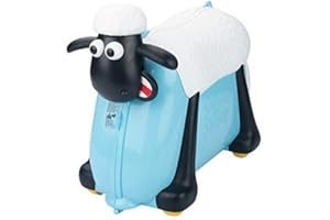 SAIPOTOYS Shaun the Sheep Ride-On Suitcase Kids Travel Luggage with Wheels Hard Shell Case for Toddler Children Carry on