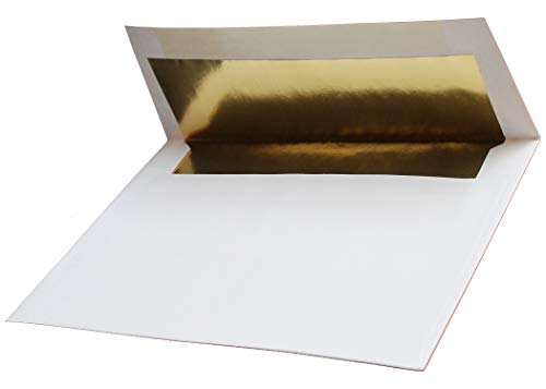 Gold Foil-Lined A2 (100 Boxed) 70lb Bright White Envelopes (4-3/8 X 5-3/4) for 4-1/8 X 5-1/2 Thank You Wedding Enclosure Shower Invitation Announcement Response Cards The Envelope Gallery - Thumbnail 3
