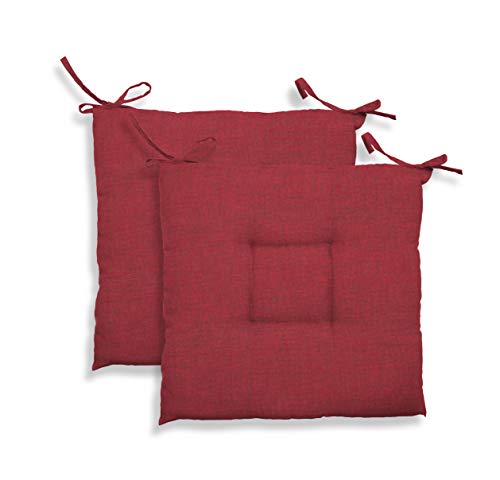 GEMITEX Cuscino Sedia Trapuntato Creta, Set da 2 Pezzi, Decoro 1550 Rosso, 39 x 39 x 5 cm