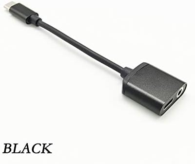 2 in 1 Type-C to 3.5mm Jack AUX Audio Headphone USB-C Audio Adapter for More Type C Devices (black)