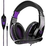 2017 New Updated Gaming Headphones,A9 3.5mm Stereo Sound Wired Professional Computer Gaming Headset with Microphone,Noise Isolating Volume Control for Pc/Mac/Ps4/Phone/Table(Black Purple)