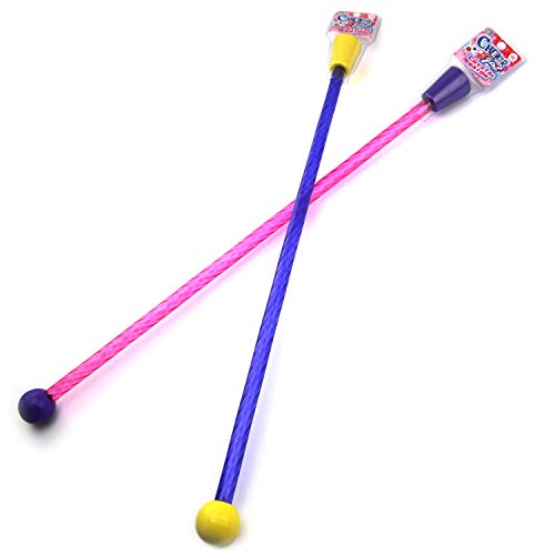 24" Long Cheerleader Baton Sticks Crystal Baton Twirler for Girls Cheerleading Practice Games Toy with 2 GosuToys Stickers (Assorted Colors)