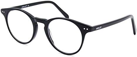 AMILLET Small Round Blue Light Blocking Glasses for Women Men, Retro Frame Eyeglasses,Unisex Gaming Computer Glasses(Black No Magnification)