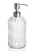 Easy-Tang Glass Hand Soap Dispenser Silver Pump Refillable Dish Shampoo Lotion Bottle with Brushed Bathroom Kitchen Decor 18 OZ