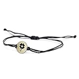 Four Leaf Clover Charm Bracelet on Black Cord