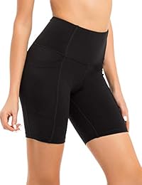 Hopgo - Pantalones cortos para mujer de 7 pulgadas, cintura alta, para entrenamiento, yoga, control de abdomen, pantalones cortos para correr, bolsillo lateral