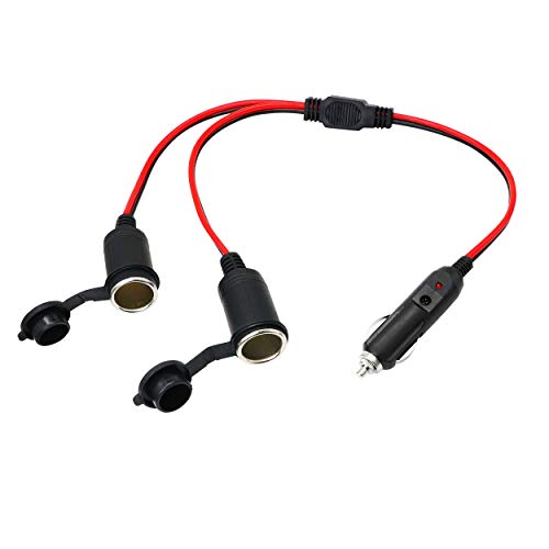 Car Cigarette Lighter Cable,SinLoon 1 to 2 Car Cigarette Lighter 12v 24v Power Charger Adapter 2 Way Socket Splitter Female Socket Plug Connector Extension Cable Car Accessory Connector Outlet(1to2)
