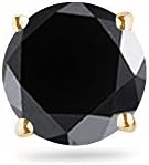 0.09-0.12 Cts of 2.50-3.00 mm AA Round Black Diamond Mens Stud Earring in 14K Yellow Gold-Screw Backs