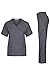 MedPro Women's Solid Medical Scrub Set Mock Wrap Top and Cargo Pants Gray L (GT-755)