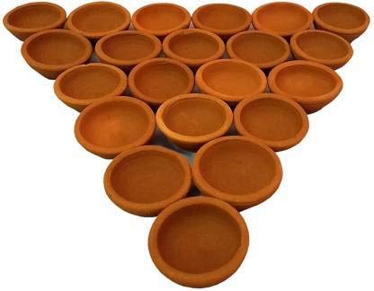 LOOKSTAR Diyas 50 Pcs, Handmade Clay,Mitti Diyas for Navratri Diwali Puja Gifts Decoration