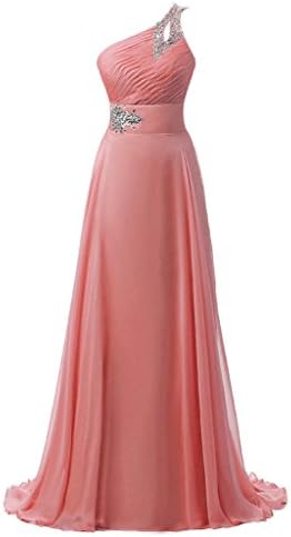 RohmBridal Women's One Shoulder Chiffon Formal Evening Dress Coral 28