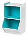 IRIS USA KSB-3BLU 2-Tier Storage Organizer Shelf with Foot Board, 2 Shelves, White/Blue