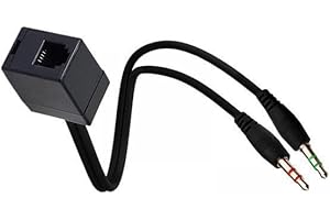 2X Professional RJ9 4P4C Female to 3.5mm Male Adapter Cable Headphone Telephone Splitter Cable Black 13.78 inch