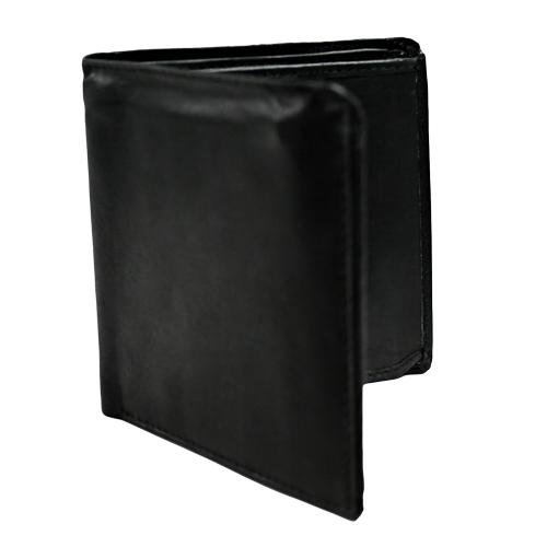 Black Leather Bifold Wallet With 16 Credit Card Slots