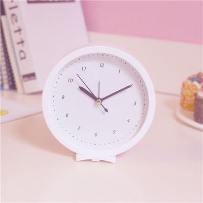 OLILEIO Girls Creative Alarm Clock Bedside Small Fresh Korean Fashion European Simple Cute Candy Color Alarm Clock,White