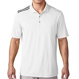 adidas Golf Men's Climacool 3-Stripes Polo Shirt, White/Black, Large