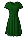 HUHOT Women Short Sleeve Round Neck Summer Casual Flared Midi Dress (Large, Green)