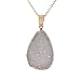 MJARTORIA Gold Color Grey Bezel Teardrop Raw Natural Stone Pendant Healing Druzy Necklace