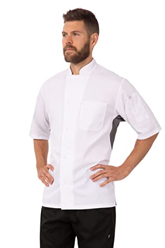 Chef Works Valais V-Series Chef Coat Giacche, White with Grey, XXL Uomo
