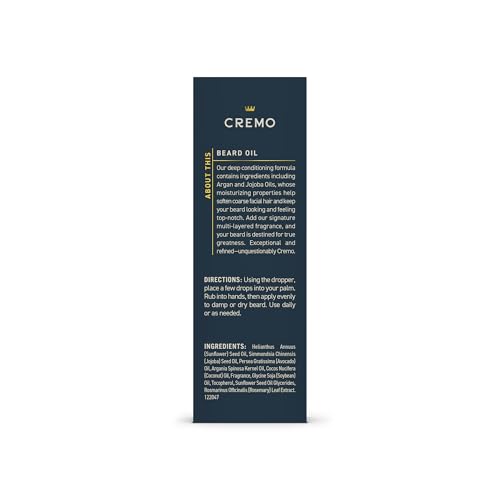 CREMO BEARD OIL, PALO SANTO (RESERVE COLLECTION), 1 FL OZ – RESTORE NATURAL MOISTURE AND SOFTEN YOUR BEARD TO HELP RELIEVE BEARD ITCH