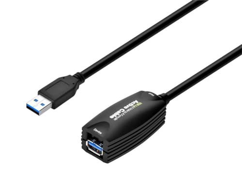Monoprice Cabo de extensão ativo USB 3.0 macho A para fêmea de 5 metros, preto