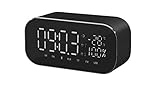 FOREV LED Alarm Clock Radio for Bedroom, Digital Clock Can Be Used as Wireless Bluetooth Speakers, Charged by USB,Showing Time,Power and Temperature on LED Screen (Back)