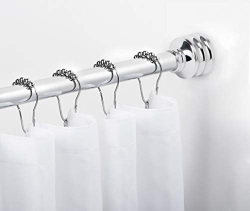 AMG and Enchante Accessories, Classic Rippled Base Shower Curtain or Window Drapery Tension Rod 42 to 72-Inch, Polished Chrome - Thumbnail 3