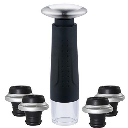 Fresh Pour Wine Saver Pump Preserver with 4 Vacuum Wine Stoppers