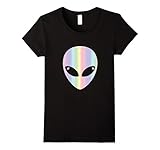 Womens Alien Head T Shirt-Colorful Alien Shirt Small Black