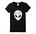 Womens Alien Head T Shirt-Holographic Glow Effect Small Black