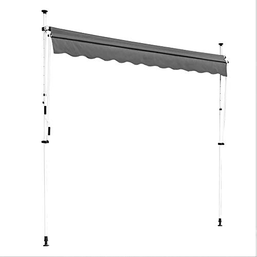 Melko Klemmmarkise 250cm Balkomarkise ohne Bohren Sonnenschutz Grau Terrassenüberdachung Sonnenmarkise Markise – Bild 3