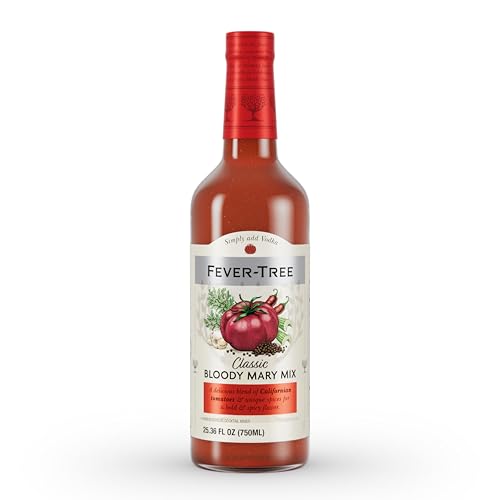 FEVER-TREE BLOODY MARY MIX – PREMIUM QUALITY MIXER – MEDIUM SPICY – SKINNY COCKTAILS & MOCKTAILS – CRAFT & BATCH DRINK MIX – NATURALLY SOURCED INGREDIENTS – NON ALCOHOLIC – 25.4 FL OZ GLASS BOTTLE