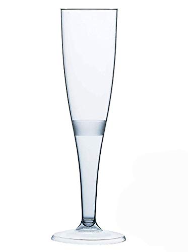 20 x Clear Plastic Champagne Flute Glasses 160ml UK CA Marked at 125ml. Perfect for Weddings, Parties and Outdoor and Indoor Events