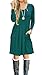 AUSELILY Women's Long Sleeve Pleated Loose Swing Casual Dress with Pockets Knee Length (S, Dark Green)