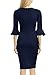 WOOSUNZE Womens Flounce Bell Sleeve Office Work Casual Pencil Dress (Navy Blue, X-Large)