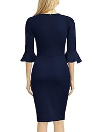 Woosunze Vestido de silueta lápiz, manga de campana con volantes, vestido de oficina, trabajo, casual, para mujer