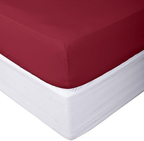 SRP Linen - 400 Thread Count 100% Egyptian Cotton 10" Deep Pocket 1 PC Fitted Sheet Solid Pattern (King, Burgundy)
